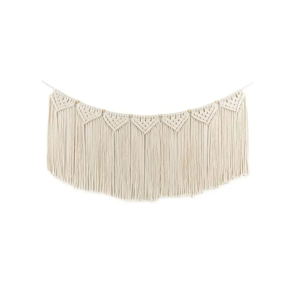 Tan Beige Bohemian Style Macrame Woven Wall Hanging Decor - Picture 2 of 3